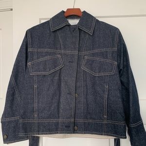 Vince Belted Button-Front Denim Utility Jacket, S